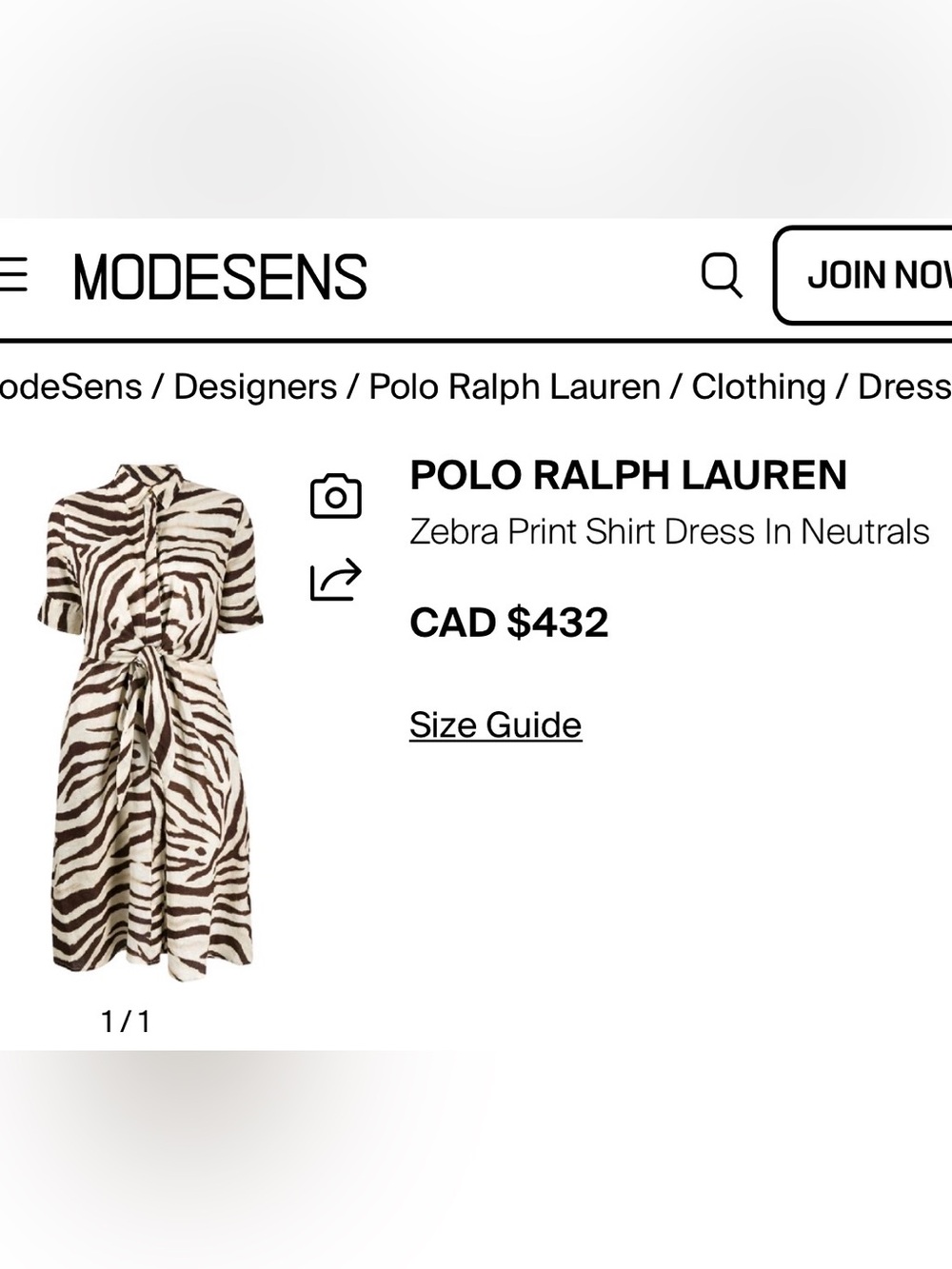 289. Lauren Ralph Lauren Zebra Print Linen Shirt Dress Size 6 - Picture 10 of 13